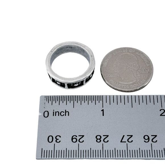 Vintage Sterling Silver 925 Oxidized Sunburst Design Band Ring Size 7.25 - Picture 8 of 9